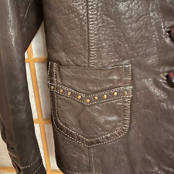 Women's Small Brown Leather with Copper Rivets Jacket by Hidesign - Picture 5 of 9